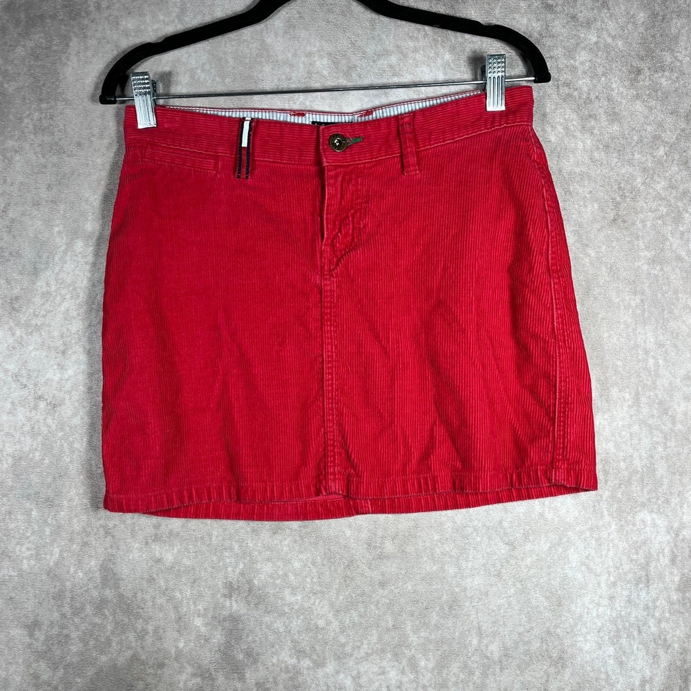 Tommy Hilfiger Tommy Jeans Corduroy Mini Skirt Womens Size 3 Juniors Red Y2K